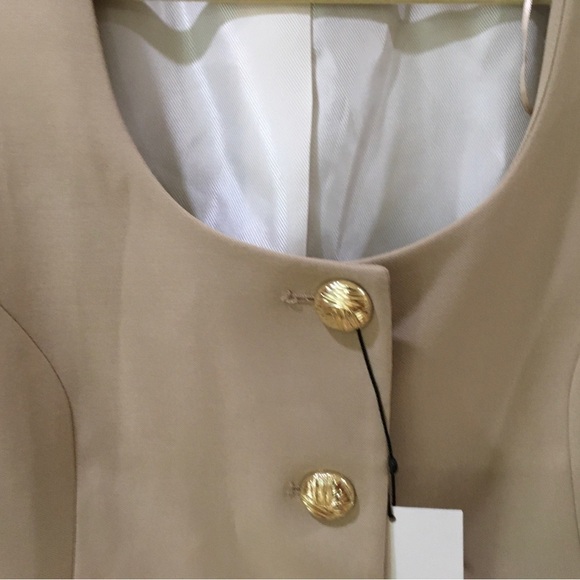 Zara Tailored Blazer Jacket buttons beige size L Womens - Picture 10 of 10
